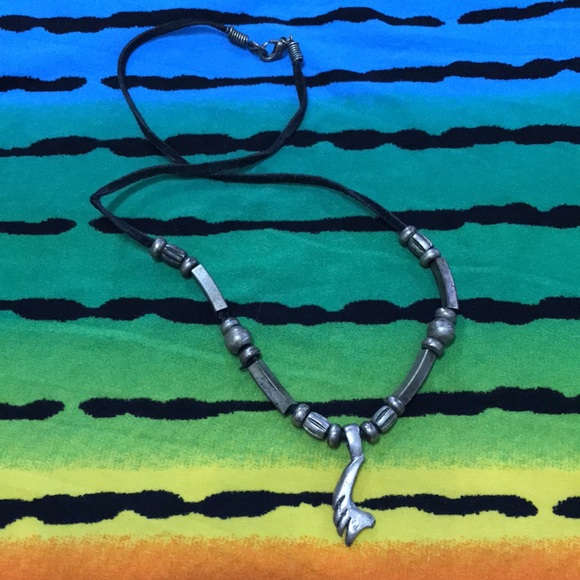 Black Rope Silver Charm Necklace - Picture 15 of 16